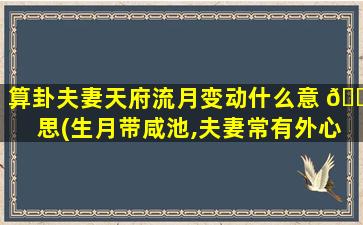 算卦夫妻天府流月变动什么意 🐡 思(生月带咸池,夫妻常有外心什么意 🐵 思)